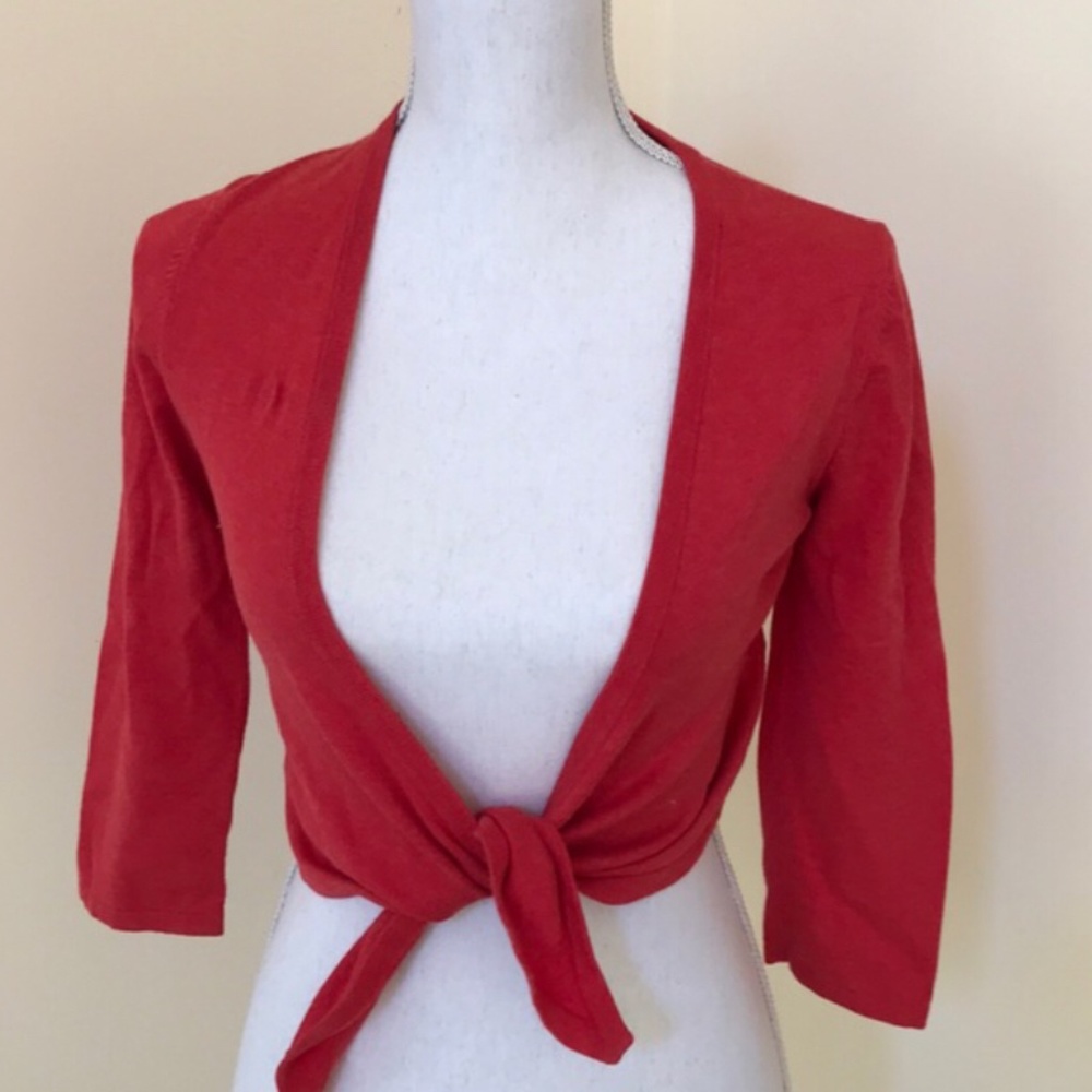 Boden size 10 red cotton blend  open cardigan